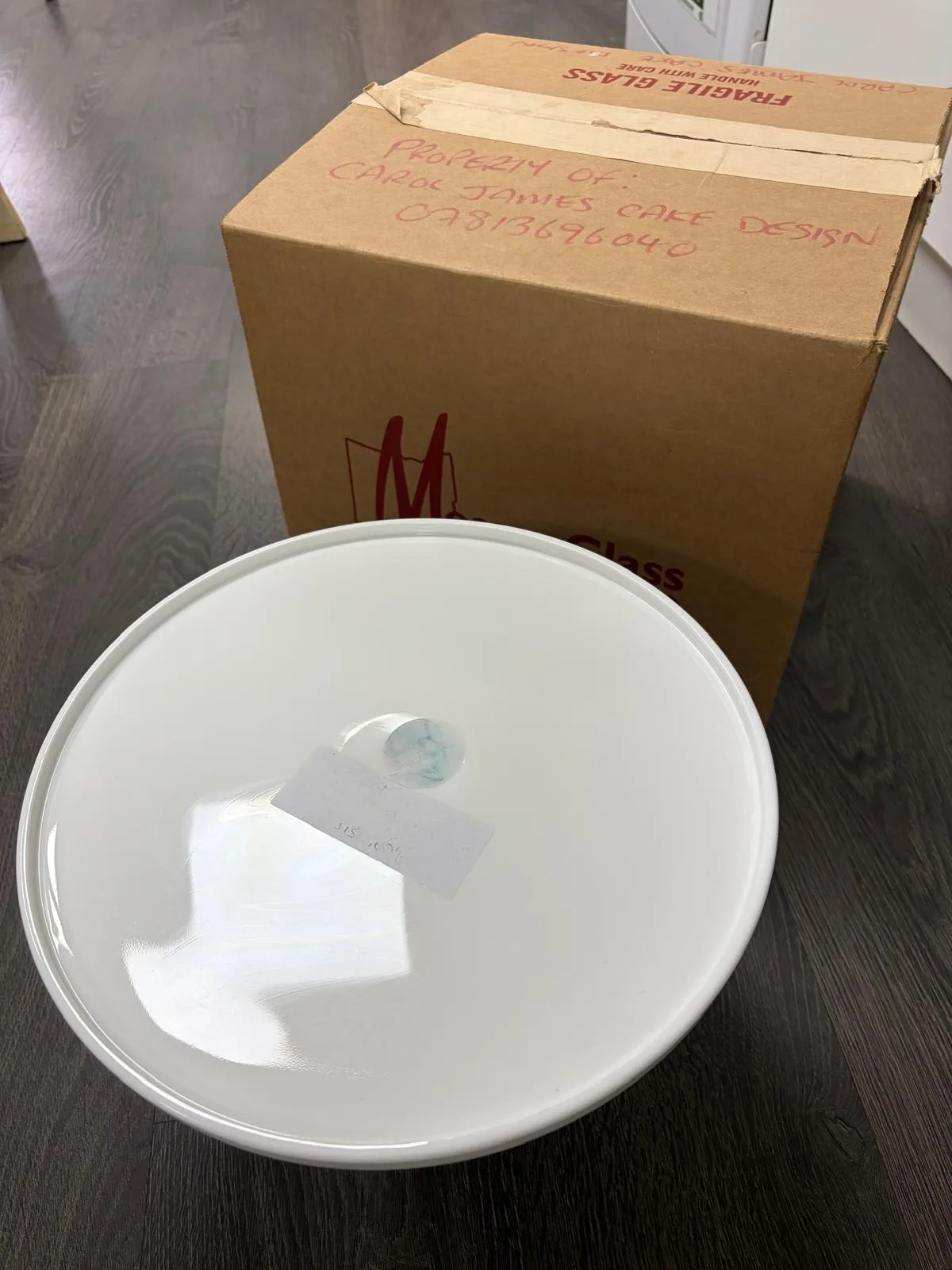 Mosser 12-inch White Glass Cake Stand