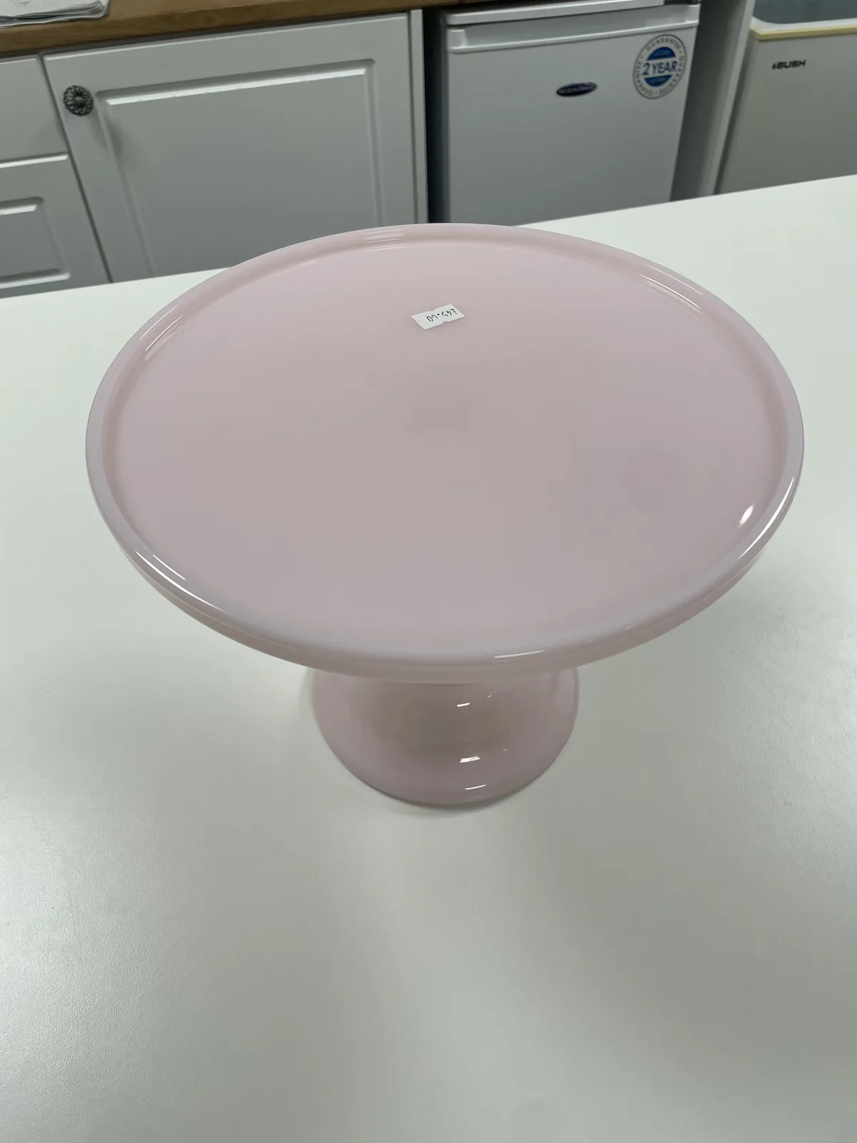Mosser 10-inch Pink Glass Cake Stand
